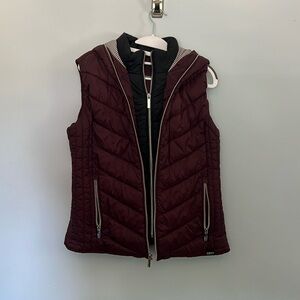 Maroon double lined vest with hood